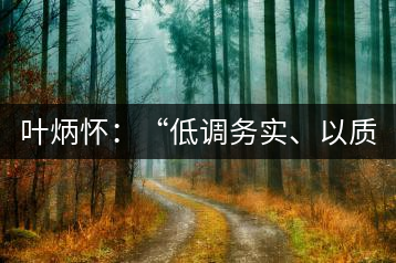 葉炳懷：“低調務實、以質取勝”