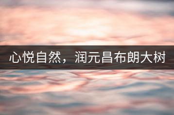 心悅自然,潤(rùn)元昌布朗大樹標(biāo)桿601千山悅即將上市