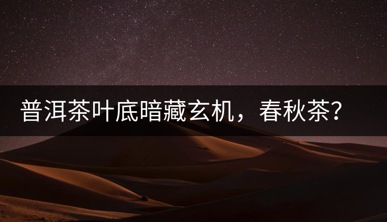 普洱茶葉底暗藏玄機(jī)，春秋茶？大樹茶？野生茶？班章料？你讀懂了嗎？
