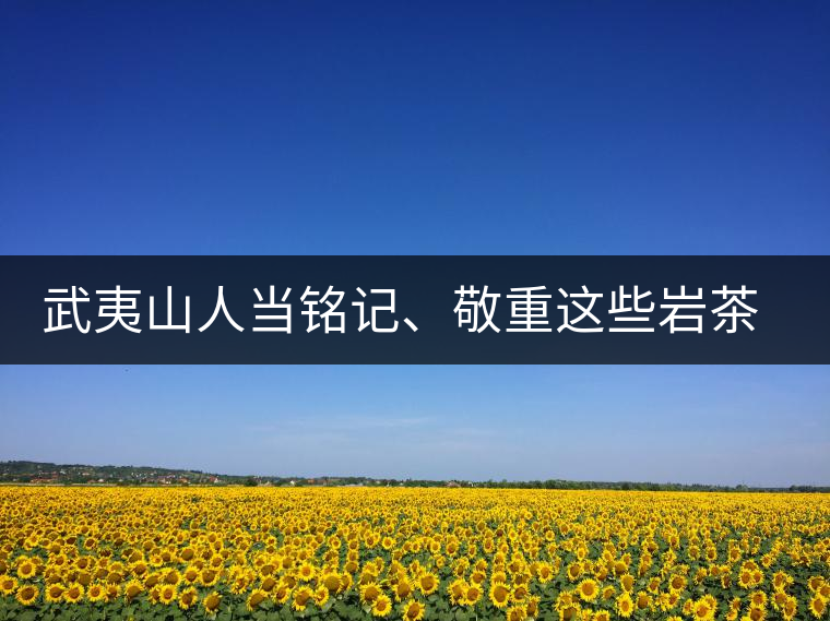武夷山人當銘記、敬重這些巖茶功臣