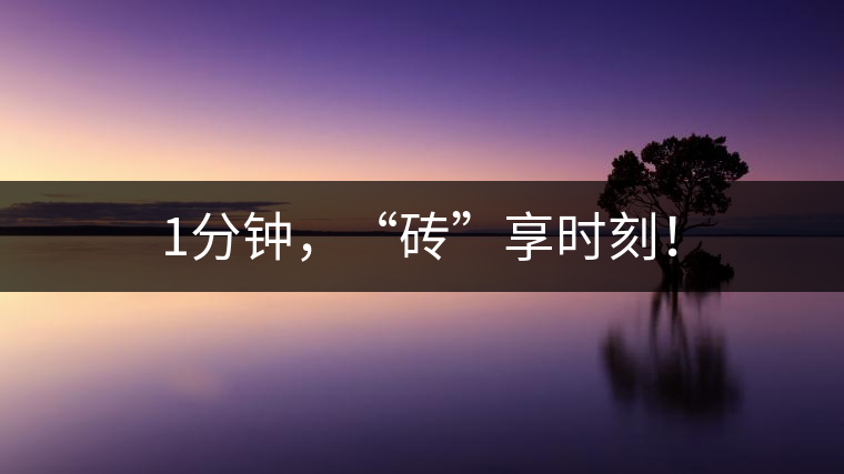 1分鐘,“磚”享時刻! 1分鐘,“磚”享時刻!