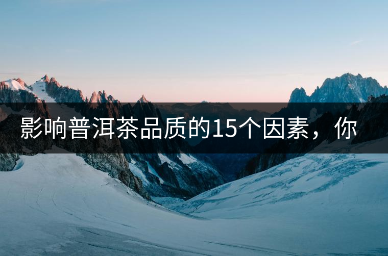 影響普洱茶品質的15個因素，你知道幾個？